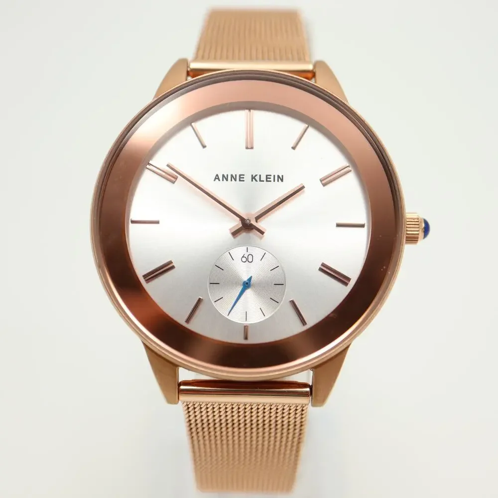 Anne Klein Rose Gold Tone Small Seconds 38mm Womens Watch w New Battery